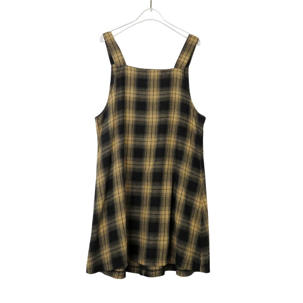 Shein Black & Tan Plaid Sleeveless Mini Dress Pocket Front Layering Dress Large - Picture 5 of 8